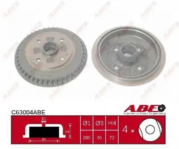 ABE C63004ABE барабан тормознойMAZDA 626 II