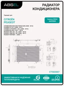 ABSEL CT502007 Радиатор кондиционера