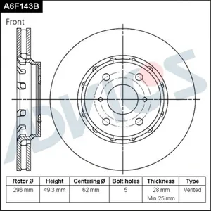 ADVICS A6F143B Диск тормозной пер
