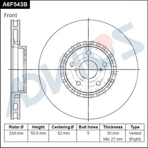 ADVICS A6F543B Диск торм.перед.вент.