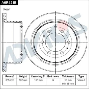 ADVICS A6R421B Диск торм.задний вентилируемый