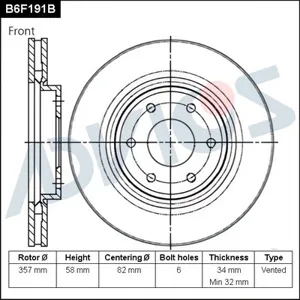 ADVICS B6F191B Диск тормозной Nissan Patrol 10- перед.
