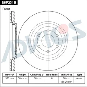 ADVICS B6F231B Диск тормозной Nissan Pathfinder 05- перед.