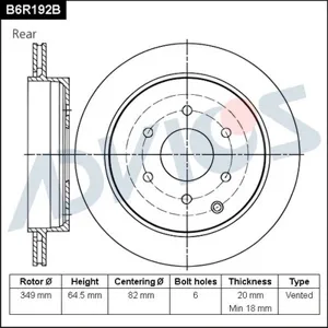 ADVICS B6R192B Диск тормозной Nissan Patrol 10- задн.