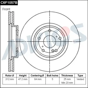 ADVICS C6F1057B Диск тормозной Honda CR-V 16- перед.