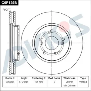 ADVICS C6F129B Диск тормозной Honda CR-V 06- перед.