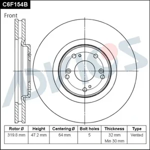 ADVICS C6F154B Диск тормозной Honda Accord 08- перед.