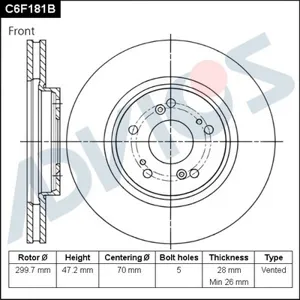 ADVICS C6F181B Диск тормозной Honda Accord 03- перед.