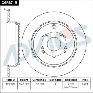 ADVICS C6R871B Диск торм.задний