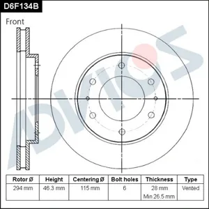 ADVICS D6F134B Диск тормозной Mitsubishi PAJERO SPORT 05- перед.