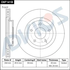 ADVICS D6F141B Диск тормозной Mitsubishi ASX 10- перед.