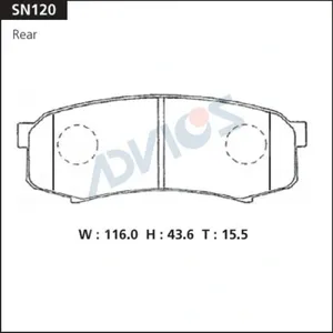 ADVICS SN120 Колодки торм.задние Toyota Land Cruiser Prado J120 J150, Hilux Surf N215, 4 Runner N215 N280, FJ CRUISER