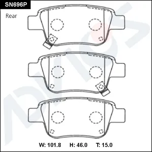 ADVICS SN696P Колодки торм. Toyota Avensis 03- задн.