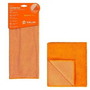 AIRLINE ABA04 Салфетка из микрофибры и коралловой ткани оранжевая (35*40 см)