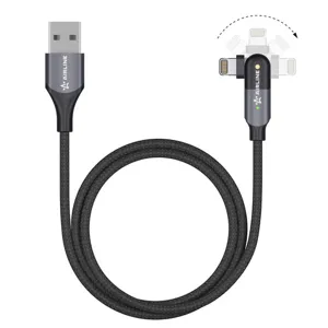 AIRLINE ACHM30 Кабель USB - Lightning (Iphone/IPad) 1м, с поворот. коннектором, черный нейлоновый (ACH-M-30)