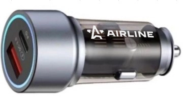 AIRLINE AEAK003 Адаптер автомобильный Type-C PD + QC 3.0 38Вт  12/24В PRO (AEAK003)