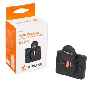 AIRLINE AEBJ211 Розетка USB накладная c 2 портами (5В, QC3.0+QC3.0) (AEBJ211)
