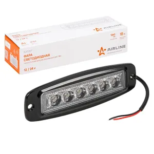 AIRLINE ALED007 Фара светодиодная прямоугольная врезная 6LED  рассеянный свет  18Вт  185х60х35мм  12/24В (ALED007)