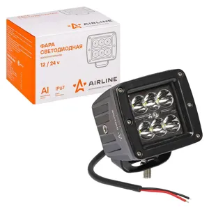 AIRLINE ALED009 Фара светодиодная квадратная 6LED  направленный свет  18Вт  82х75х75мм  12/24В (ALED009)