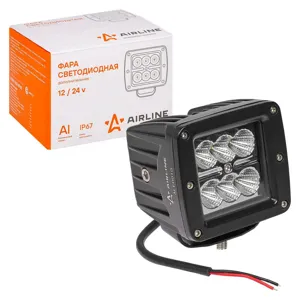 AIRLINE ALED010 Фара светодиод. квадратная. 6LED. ближний свет. 18Вт. 82х75х75мм. 12/24В. PLUS