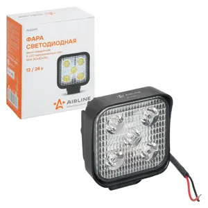 AIRLINE ALED011 Фара светодиодная мини квадратная, 5 LED направленный свет, 15W (83х83х36) 12/24V (ALED011)