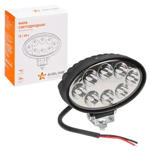 AIRLINE ALED012 Фара светодиодная овальная, 8 LED направленный свет, 24W (140х86х55) 12/24V (ALED012)