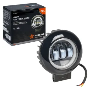 AIRLINE ALED017 Фара светодиодная круглая, четкая свет. граница+Обод, 30W (115х145х65) 12/24V PRO (ALED017)