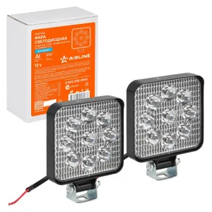 AIRLINE ALED022 Фара светодиодная квадратная, 9 LED направленный свет, 9W (83х83х22) 12V, 2шт. STANDART (ALED022)