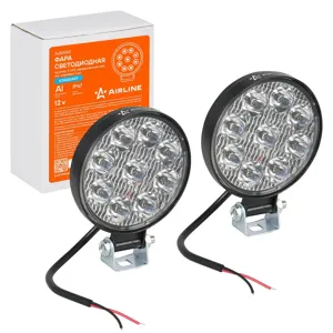 AIRLINE ALED023 Фара светодиодная круглая, 9 LED направленный свет, 9W (83х83х22) 12V, 2шт. STANDART (ALED023)