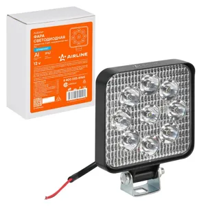 AIRLINE ALED027 фара светодиодная квадратная 9LED, направленный свет, 9Вт, 83х83х22мм, 12В, Standart