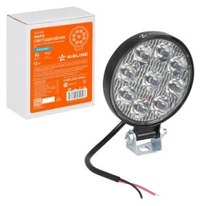 AIRLINE ALED028 Фара светодиодная круглая, 9 LED направленный свет, 9W (83х83х22) 12V. STANDART (ALED028)