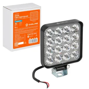 AIRLINE ALED029 Фара светодиод. квадратная. 16LED. дальний свет. 16Вт. 83х83х22мм. 12В. STANDARD