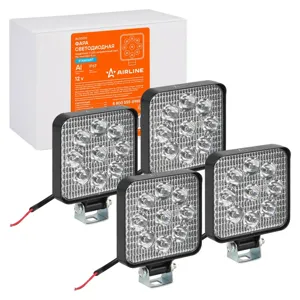 AIRLINE ALED032 Фара светодиод. квадратная, 9LED, направленный свет, 9Вт, 83х83х22мм, 12В, кмпл. 4шт., STANDART ()