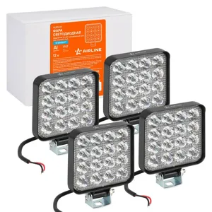 AIRLINE ALED034 Фара светодиод. квадрат. 16LED. дальний свет. 16Вт. 83х83х22мм. 12В. кмпл. 4шт. STANDARD
