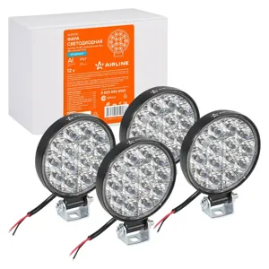 AIRLINE ALED035 Фара светодиодная круглая, 14 LED направленный свет, 14W (83х83х22) 12V, 4шт. STANDART (ALED035)