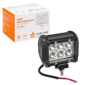 AIRLINE ALED040 Фара (балка) светодиодная двухрядная, 6LED, направленный свет, 18Вт, 98х78х65мм, 12/24В ()