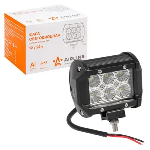 AIRLINE ALED041 Фара светодиодная (балка) двухрядная, 6LED рассеянный свет, 18W (98х78х65) 12/24V (ALED041)