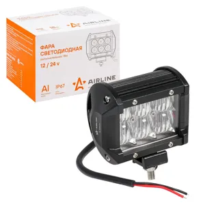 AIRLINE ALED043 Фара (балка) светодиод. двухрядная. 6LED. ближн. свет (5D линза). 18Вт. 98х78х65мм. 12/24В