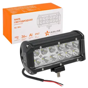 AIRLINE ALED046 Фара светодиодная (балка) двухрядная, 12LED рассеяный свет, 36W (165х78х65) 12/24V (ALED046)