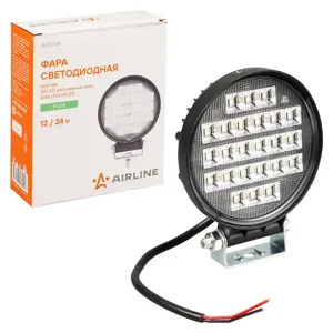 AIRLINE ALED104 Фара светодиод. круглая. 24LED. ближний свет. 24Вт. 112х112х37мм. 12/24В. PLUS