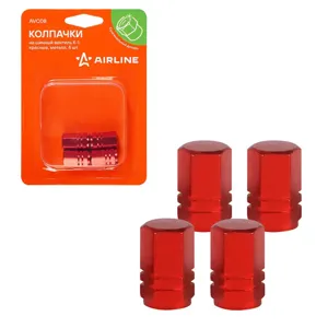 AIRLINE AVC08 Колпачки на шинный вентиль K-1, красные, металл, 4 шт. ()