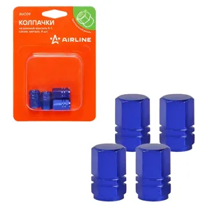 AIRLINE AVC09 Колпачки на шинный вентиль K-1, синие, металл, 4 шт. ()