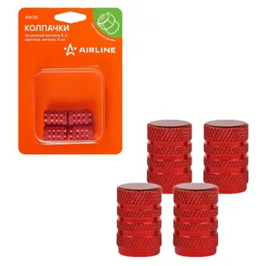 AIRLINE AVC12 Колпачки на шинный вентиль K-2, красные, металл, 4 шт. ()