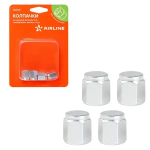 AIRLINE AVC16 Колпачки на шинный вентиль K-3, серебряные, металл, 4 шт. ()