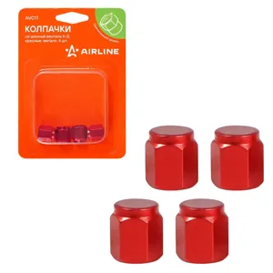 AIRLINE AVC17 Колпачки на шинный вентиль K-3  красные  металл  4 шт. (AVC17)