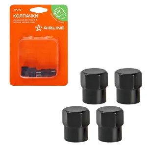 AIRLINE AVC20 Колпачки на шинный вентиль K-4, черные, металл, 4 шт. (AVC20)