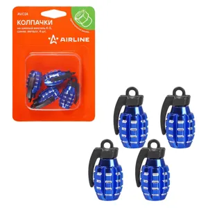AIRLINE AVC24 Колпачки на шинный вентиль K-5, синие, металл, 4 шт. ()