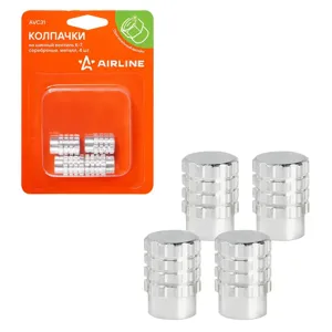 AIRLINE AVC31 Колпачки на шинный вентиль K-7, серебряные, металл, 4 шт. ()