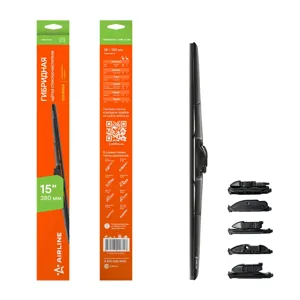 AIRLINE AWBH380 Щетка стеклоочистителя  375мм гибридная (HOOK 9x39x4)+адаптер Side PINPush ButtonPinch Tab