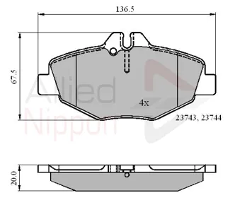 ALLIED NIPPON ADB01209 Колодки торм. Mercedes Mercedes ECLASS (W211) E 200 Kompressor (211.042)